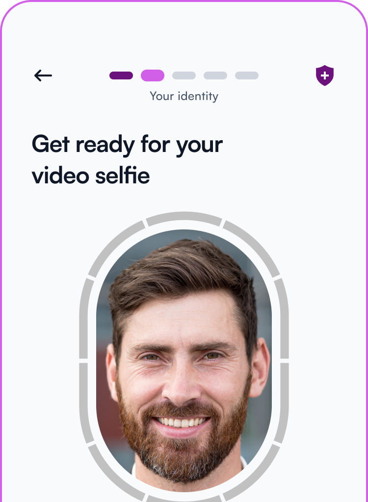 Video selfie KYC screen satisfying two regulatory requirements